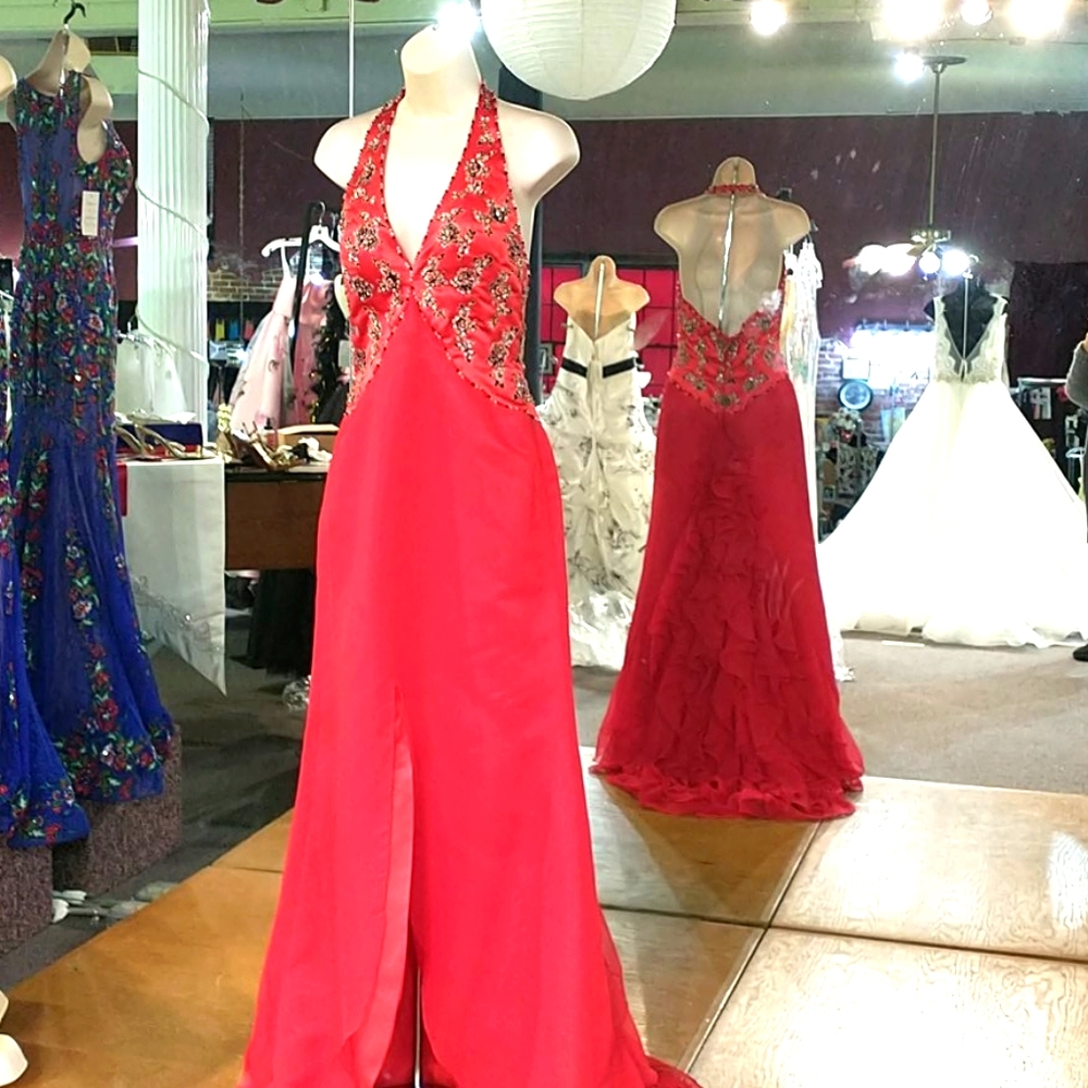 Precious Formals halter formal gown